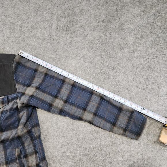 Eddie Bauer Mens L Large Cotton Plaid Flannel Snap Insulated Shacket Jacket - Picture 8 of 16